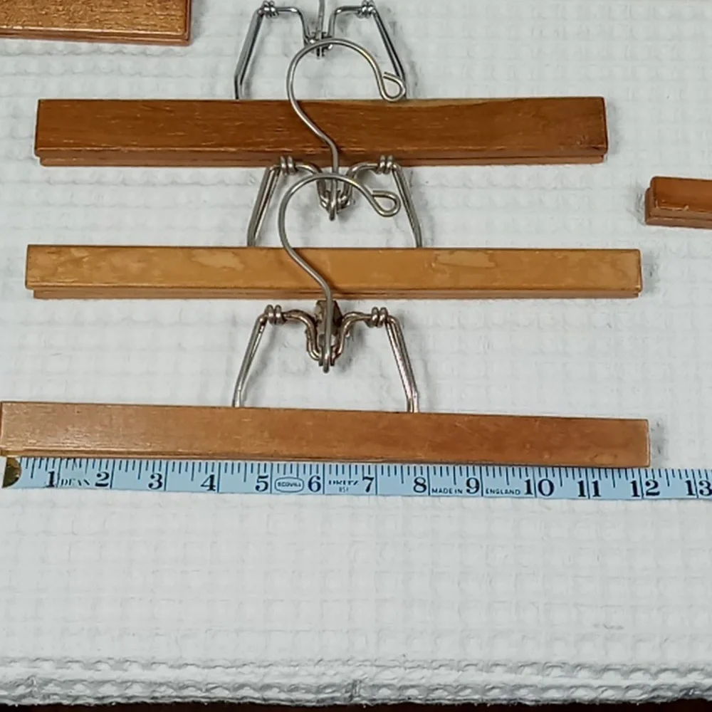 Lot of 11 Vintage Wooden Pants/Skirt Clamp Hangers Various Lengths